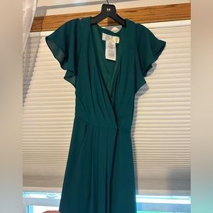 David’s Bridal size 2 emerald green wrap dress.